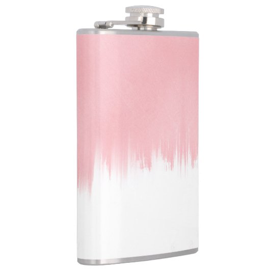 Modern Pink Brush strokes white Design Flachmann (Rechts)