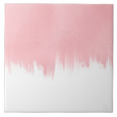 Modern Pink Brush strokes white Design Fliese (Vorderseite)