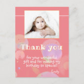 Modern Pink Bubbles Kids Foto Vielen Dank Postkarte (Vorderseite)