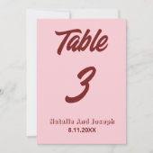 Modern Pink Burgundy Funky Wedding Table Number Einladung (Vorderseite)