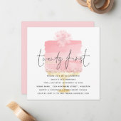 Modern Pink Cake 21. Geburtstagseinladung Mitteilungskarte (Vorderseite/Rückseite Beispiel)