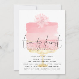 Modern Pink Cake Script 21. Geburtstag Einladung