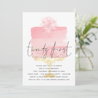 Modern Pink Cake Script 21. Geburtstag Einladung