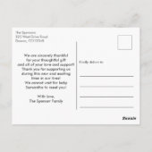 Modern Pink Calligraphy Foto Baby Girl Vielen Dank Postkarte (Rückseite)