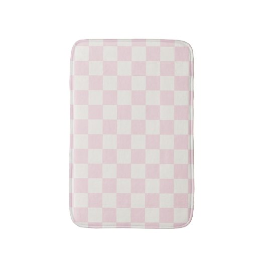 Modern Pink Checkered Pattern Badematte (Vorderseite Vertikal)