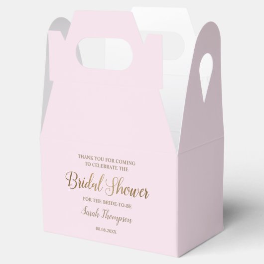 Modern Pink Chic Brautparty Gold Script Custom Geschenkschachtel (Geöffnet)