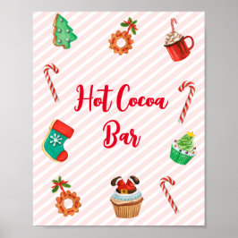 Modern Pink Christmas Hot Cocoa Bar Sign Poster