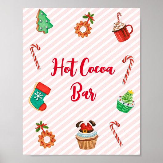 Modern Pink Christmas Hot Cocoa Bar Sign Poster (Vorne)
