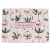 Modern Pink Christmas Ornament Gift Bag Große Geschenktüte (Vorderseite)