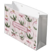 Modern Pink Christmas Ornament Gift Bag Große Geschenktüte (Vorderseite Schrägansicht)