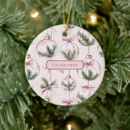 Modern Pink Christmas Ornament Personalized Gift