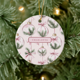 Modern Pink Christmas Ornament Personalized Gift