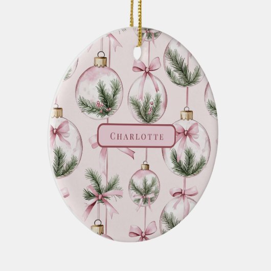 Modern Pink Christmas Ornament Personalized Gift (Rechts)