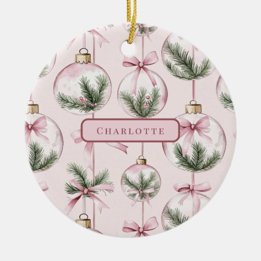 Modern Pink Christmas Ornament Personalized Gift (Vorne)