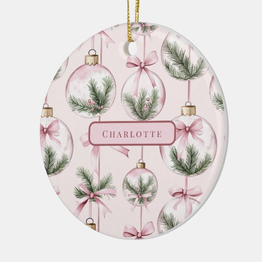 Modern Pink Christmas Ornament Personalized Gift (Links)