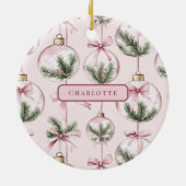 Modern Pink Christmas Ornament Personalized Gift (Hinten)