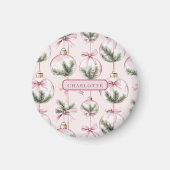 Modern Pink Christmas Ornament Personalized Gift Magnet (Vorne)