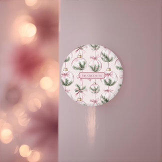 Modern Pink Christmas Ornament Personalized Gift Magnet