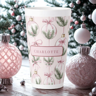 Modern Pink Christmas Ornament Personalized Milchtasse