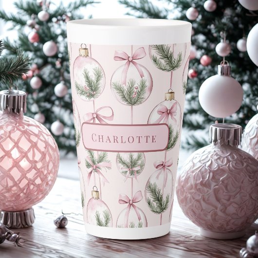 Modern Pink Christmas Ornament Personalized Milchtasse