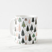 Modern Pink Christmas Tree Pattern Mug Kaffeetasse (Vorderseite Links)