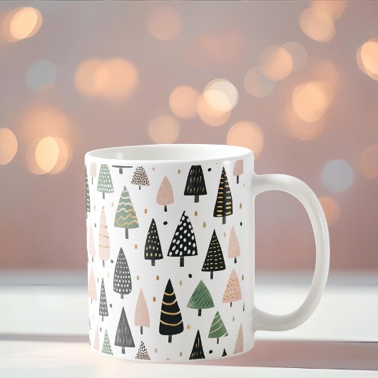 Modern Pink Christmas Tree Pattern Mug Kaffeetasse