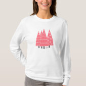 Modern Pink Christmas Trees Monogram T - Shirt (Vorderseite)