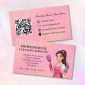 Modern Pink Cleaning Service Business Card Visitenkarte