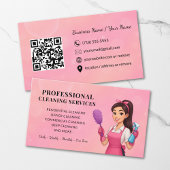 Modern Pink Cleaning Service Business Card Visitenkarte