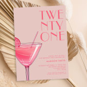 Modern Pink Cocktail 21. Geburtstag Einladung