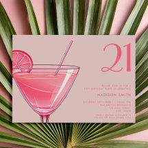 Modern Pink Cocktail 21. Geburtstag