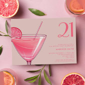 Modern Pink Cocktail 21. Geburtstag Einladung