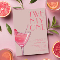 Modern Pink Cocktail 21. Geburtstag