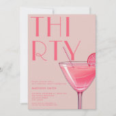 Modern Pink Cocktail 30. Geburtstag Einladung (Vorderseite)