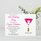 Modern Pink Cocktail Geburtstagsparty Einladung (Stehend Vorderseite)