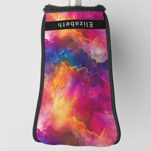 Modern Pink Color Fusion Personalized Golf Headcover (Rotieren 90)