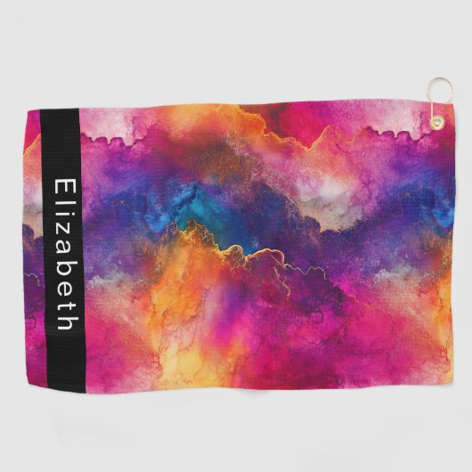 Modern Pink Color Fusion Personalized Golfhandtuch (Horizontal)