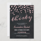 Modern Pink Confetti Dots Chalkboard 30. Geburtsta Einladung (Vorderseite)