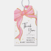 Modern Pink Coquette Bow Baby Shower Girl Geschenkanhänger (Vorderseite)