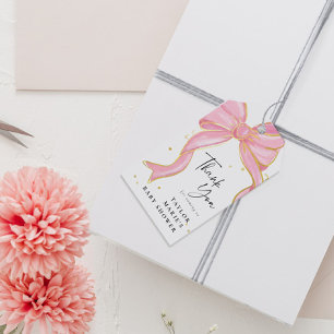Modern Pink Coquette Bow Baby Shower Girl Geschenkanhänger