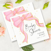 Modern Pink Coquette Bow Baby Shower Girl Serviette