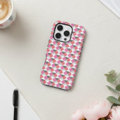 Modern Pink Coral Gray Geometric Harlequin Pattern iPhone Hülle