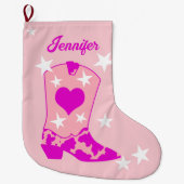 Modern Pink Cowgirl Boot Großer Weihnachtsstrumpf (Vorderseite)