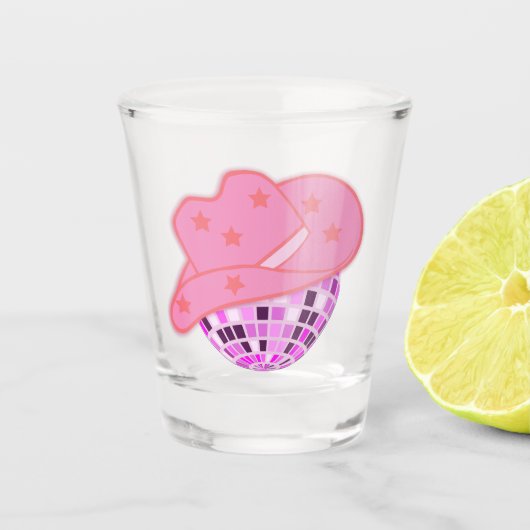 Modern Pink Cowgirl Cowboy Hat Disco Rodeo Schnapsglas (Vorderseite)