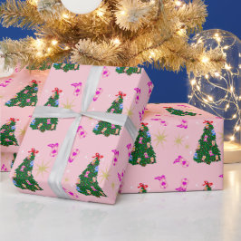 Modern Pink Cowgirl Western Boots Christmas Tree Geschenkpapier