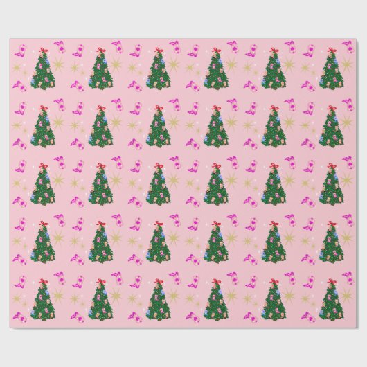 Modern Pink Cowgirl Western Boots Christmas Tree Geschenkpapier (Flach)