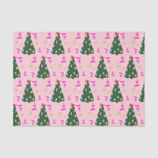 Modern Pink Cowgirl Western Boots Christmas Tree Seidenpapier (Vorderseite)