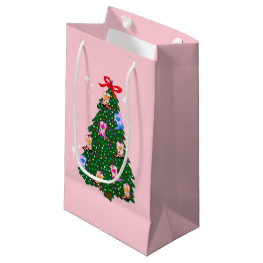 Modern Pink Cowgirl Western Boots Weihnachten Kleine Geschenktüte (Vorderseite Schrägansicht)