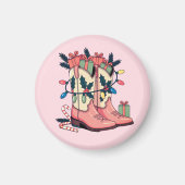 Modern Pink Cowgirl Western Boots Weihnachten Magnet (Vorne)