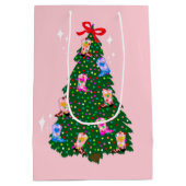 Modern Pink Cowgirl Western Boots Weihnachten Mittlere Geschenktüte (Rückseite)